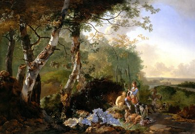 Landscape with Sportsmen and Game by Adam Pynacker